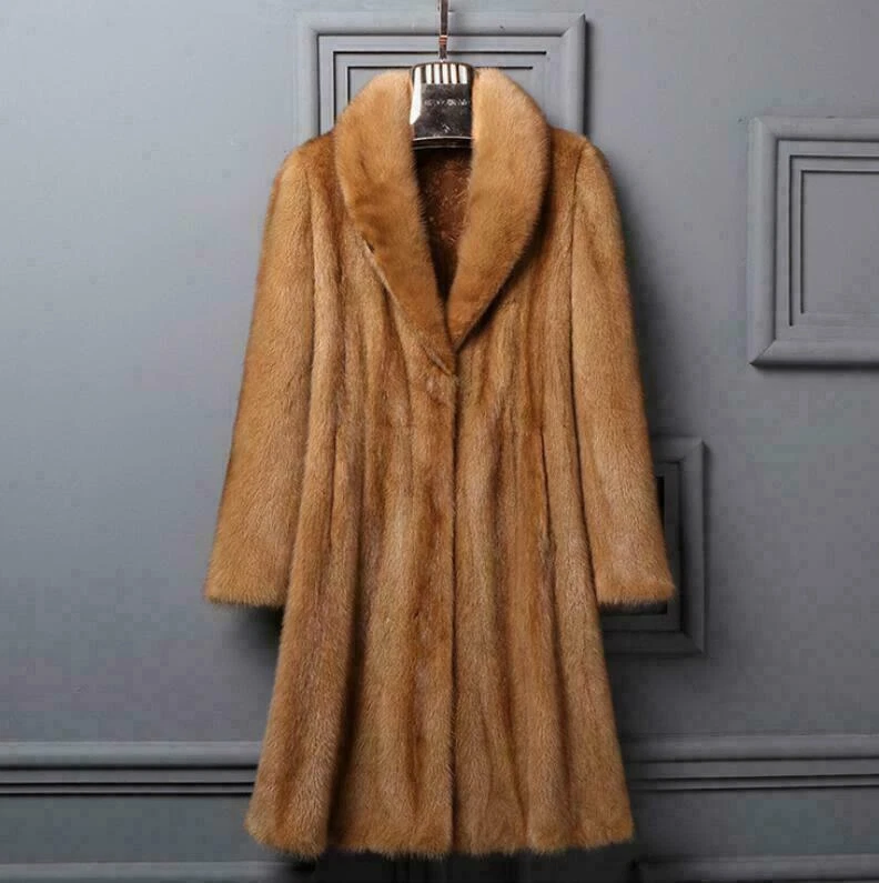 Real Mink Fur Long Thick Winter Ladies Coat Lapel Jacket Warm Parka Size M-4XL - Image 1 of 4