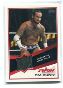 2013 Topps WWE CM Punk AUTÉNTICO Camisa Reliquia (Negro) RAW WRESTLING - Imagen 1 de 1