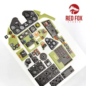 1/24 Grumman F6F-5 Hellcat Instrument Panels & Detail Parts for Airfix kit - Foto 1 di 1