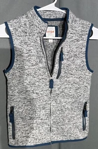 Cat & Jack Boys Knit Fleece Full Zip Vest with Mock Neck Teal Gray Medium 6/7 - Picture 1 of 8