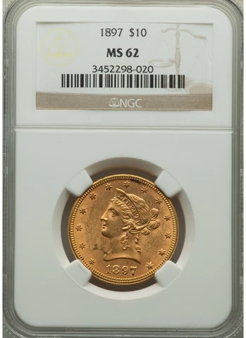 1897 LIBERTY HEAD EAGLE $10 GOLD NGC MS62 Cover