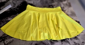 Bright Yellow, Polyester Blend Stretchy Pull-on Skort/Shorts w/ Skirt;Sz L; NEW - Picture 1 of 20