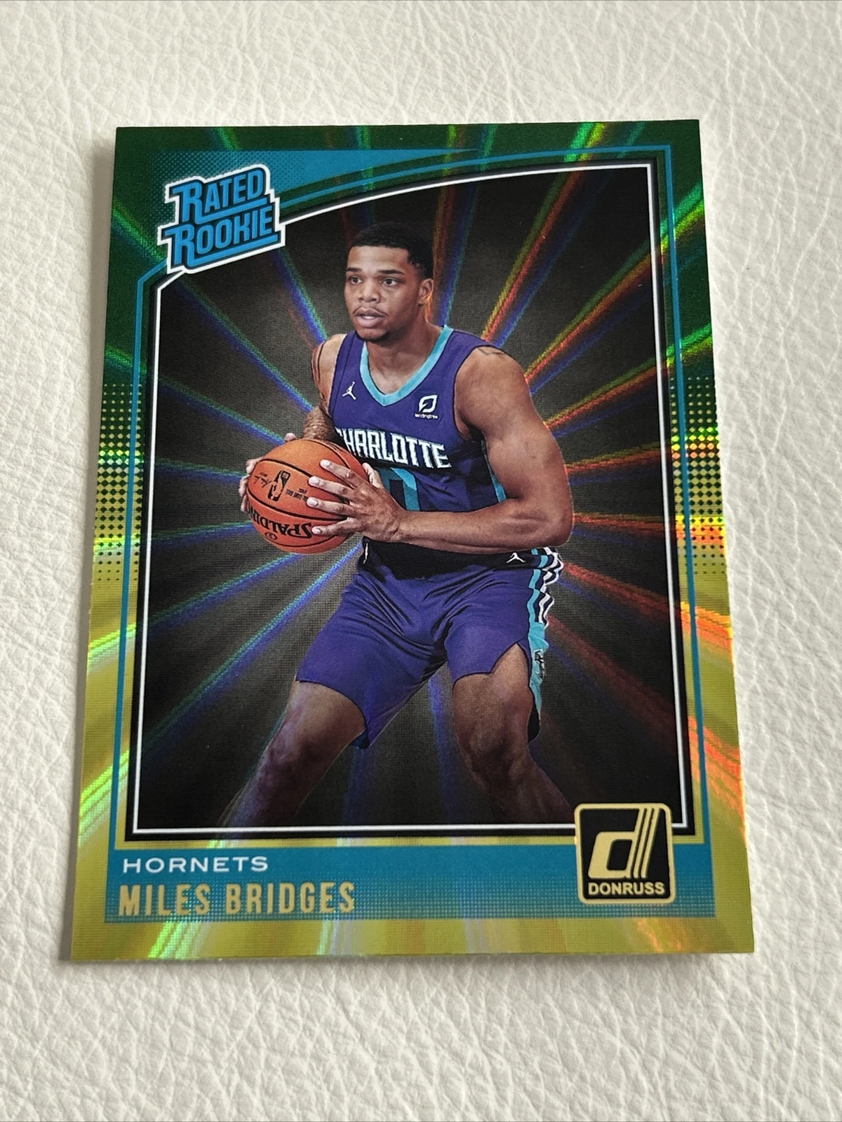 2018-2019 Donruss Miles Bridges Holo Green/Yellow Laser Rated Rookie RC #172