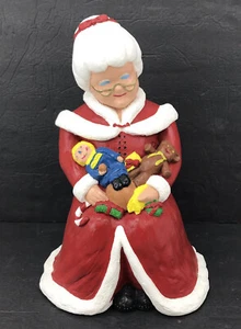 Vintage Mrs. Claus Holding Doll & Bear Christmas Ceramic Figurine 14.5” Tall - Picture 1 of 9