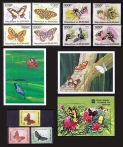 Colección de 3 MS & 3 Juego Completo de Mariposas Insectos, Papillon, Lote - Imagen 1 de 1