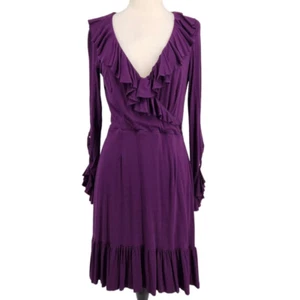 👗💜Cache Jerseykleid mit Rüschen VINTAGE Größe 8 mit Gürtel - Bild 1 von 7