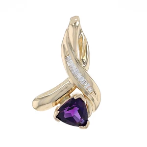 Colgante De Amatista Y Diamante De Oro Amarillo - 14k Trillón 1.43ctw - Imagen 1 de 7