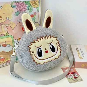 Crossbody Bag Plush Wallet Mobile Bag Cartoon Women Shoulder Bag Casual Gray NEW - Picture 1 of 4