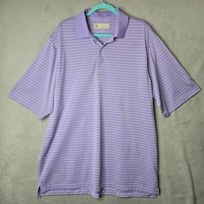 DONALD ROSS s/s TRIMMER ABSORBENTE, UPF 50 Polo TALLA XL LILA-BLANCO-RAYAS Golf Beac Foto 1 de 4