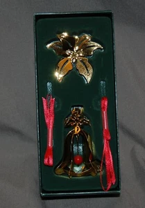 Georg Jensen 2001 Golden Christmas Poinsettia Bell Brass 24K GoldPlated Ornament - Picture 1 of 4