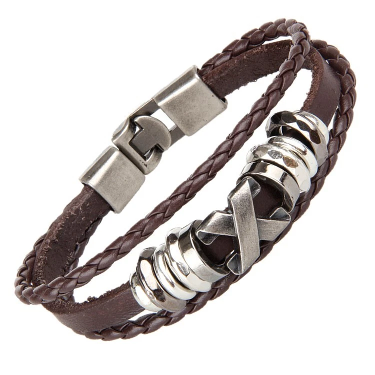 Pulsera De Cuero Lisa Para Hombre, Pulsera De Cuero De 10 Mm, Pulsera De Cuero Con Cierre De Cobre, Regalo Para Hombre - México