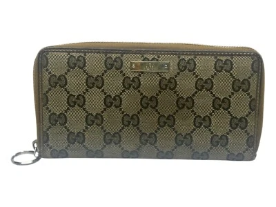 Cartera Larga GUCCI GG Logo Lona Cremallera Alrededor Beige/Marrón Foto 1 de 4
