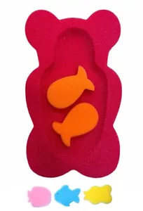 Baby Badewanneneinsatz +3 kleine zufällige Schwämme Sicherheitsstütze Weichschaum Maxi dunkelrosa - Bild 1 von 2