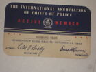 1941 International Assoc Of Chiefs Of Police Carte de membre de l'État de New York RARE
