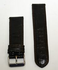 Neuf Bracelet de Montre 195mm Long en Cuir Brun Foncé 24mm E642