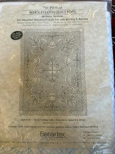 Benartex-Floral Fantasy vormarkiert Ganzstoff Krippe Quilt TOP, weiß 40" x 54" - Bild 1 von 6