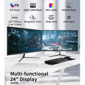 GreBear IPS Computer Monitor 24 Inch, FHD 1080p PC Monitor 5ms(GTG) 99% sRGB,Ult - Picture 1 of 6