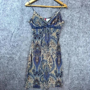 Opera Kleid Damen klein Paisley gedeckt blau hellbraun Babydoll Band Schleife Spitze Stretch - Bild 1 von 6