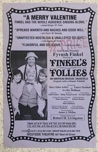 "Volante de papel de una cara Fyvush Finkel en FINKEL'S FOLLIES WESTSIDE THEATRE 8X5""" - Imagen 1 de 1