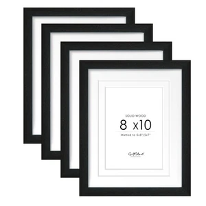 8x10 Set of 4 Solid Wood Picture Frame, Natural Wood Photo Frame with Double ... - Picture 1 of 9