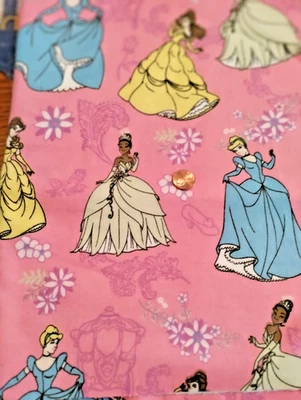 FABRIC REMNANT DISNEY SPRINGS CREATIVE PRINCESS TRIO ALLOVER 27" X 42" FLANNEL - Image 1 of 2