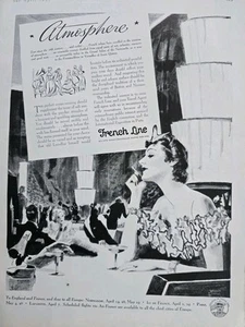 1937 French Line Cruise ship Atmosphere vintage Art ad - Picture 1 of 1