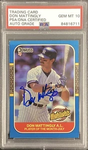 Don Mattingly Signed 1987 Donruss #23 Yankees Baseball Card Auto PSA/DNA MT 10 - Picture 1 of 2