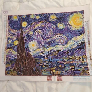Diamond Art Painting Finished Completed 20"x20" Van Gogh Starry Night Hanging - Picture 1 of 12