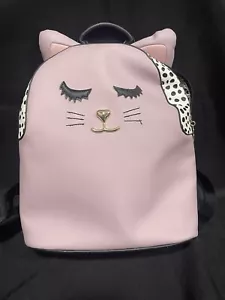 Luv Betsey by Betsey Johnson Backpack Pink White Gold Kitty Cat Black Polka - Picture 1 of 4