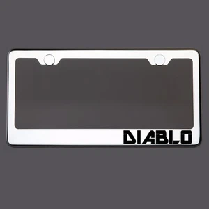Polish Mirror License Plate Frame DIABLO Laser Etched Metal Screw Cap - Bild 1 von 8