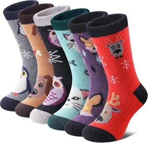 Kids Merino Wool Hiking Socks Toddlers Boys Girls Cozy Thermal Winter Thick Warm - Picture 1 of 6
