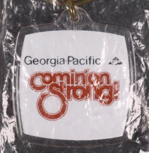 Georgia Pacific Comin' On Strong! Acrylic VTG Keychain GP New Old Stock Key Ring - Picture 1 of 4