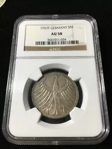 West Germany 1957-F 5 Mark, KM-112, NGC AU58 - Picture 1 of 2