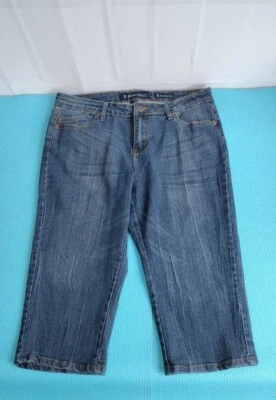Salt Works Women's Crop Stretch Jeans Blue Medium Wash Mid Rise Size 14P - Изображение 1 из 4
