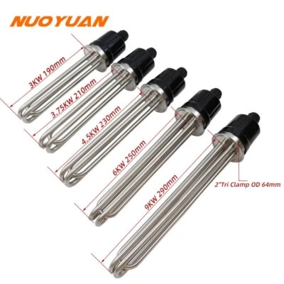 Elemento de calefacción de agua eléctrico de acero inoxidable con triple abrazadera de 2" Foto 1 de 3