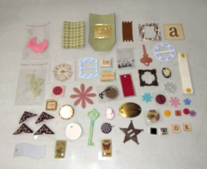 ASSORTED 50+ PIECE ALTERED ART, COLLAGE, SCRAPBOOK EMBELLISHMENT FINDINGS PC SET - Picture 1 of 3