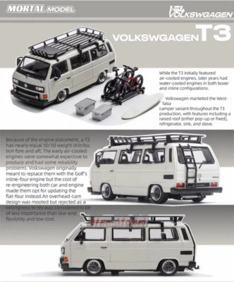 Mortal 1:64 VW T3 Multivan Car model Alloy Diecast Display Ornaments Boys Gifts - Immagine 1 di 4