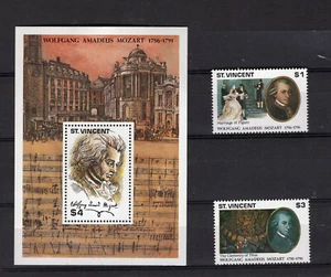 MOZART - BRITISH ST. VINCENT, MI # 1811/2 + BL 183, COMPLETE SET, MNH - Picture 1 of 1