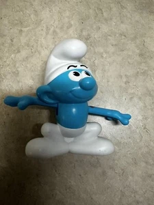 The Smurfs Movie 4" Blue White Hefty Smurf 2016 Burger King Kids Toy Cake Topper - Picture 1 of 2