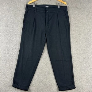 Carhartt WIP Taylor Pant 33 Black Pleated Cropped Trousers Workwear Office - Picture 1 of 24