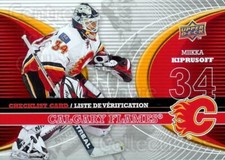 2008-09 McDonalds Upper Deck Goalie Checklist #1 Miikka Kiprusoff