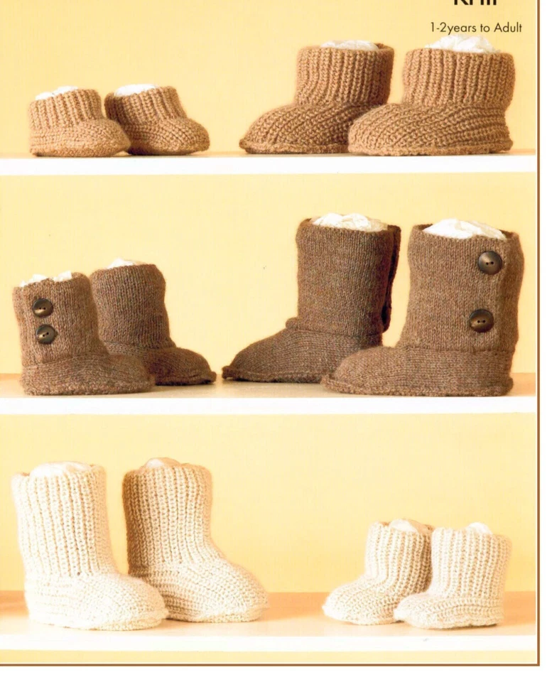 Knitting pattern 3868.   Boots slippers for 1-2 yr olds -adults.  DK - Image 1 of 1