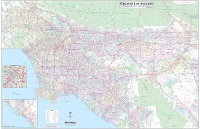 Greater Los Angeles Detailed Region Wall Map (44"x67") w/Zip Codes - Image 1 of 4