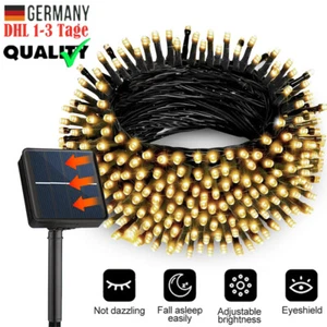 LED Solar Lichterkette Aussen Lichter 8 Modi Warmweiß Solarlichterkette Garten> - Bild 1 von 18