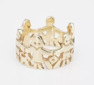 James Avery Paper Dolls Ring Band 14k Yellow Gold Size 6 Rare Retired RG4654 - Picture 1 of 5
