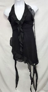 Heiress Beverly Hills Mini Dress sz M Little Black Ruffle Asymmetric Sleeveless - Picture 1 of 4