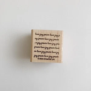 Stampin Up Love Joy Peace Wood Rubber Stamp - Picture 1 of 3