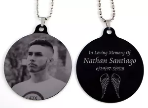 Large 2.5" Photo Dog Tag / Ornament - Free Custom Engraving - Wear it or Hang it - Picture 1 of 4