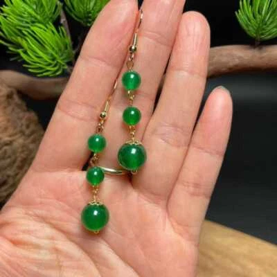Pendientes Cuentas Crisoprasa Jade Natural Cadena 18k Gota Joyería Regalos de Vacaciones Foto 1 de 3