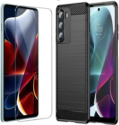 PIXFAB Für Motorola Moto G200 5G Schutzhülle, Karbonfaser Silikon Handy Cover + Display